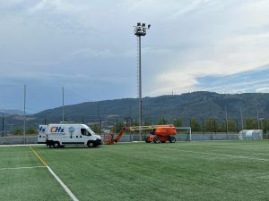 Proyecto de iluminacion realizado en las instalaciones del campo de fútbol Rivas, en Portugalete, Bizkaia.