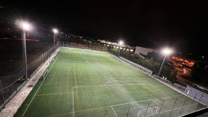 Proyecto de iluminacion realizado en las instalaciones del campo de fútbol Rivas, en Portugalete, Bizkaia.