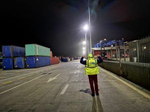Proyecto de iluminación en el sector portuario en la empresa CSP Torres Spain, en el puerto de Bilbao, Bizkaia.