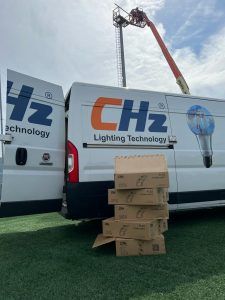 Proyecto de iluminacion realizado en las instalaciones del campo de fútbol Rivas, en Portugalete, Bizkaia.