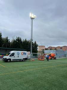 Proyecto de iluminacion realizado en las instalaciones del campo de fútbol Rivas, en Portugalete, Bizkaia.