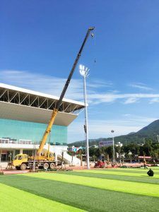 Proyecto de iluminacion realizado en el estadio de fútbol Xingping forest Park, en Xingping, China