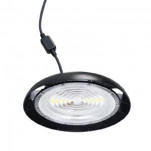 Iluminacion profesional para grandes alturas HB02: luminaria LED 100 W, IP65, rendimiento y alta eficiencia. Ideal para naves y grandes superficies.
