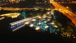 proyecto de iluminacion realizado en el parque ecológico del lago Yuanxiang, en Yangzhou.