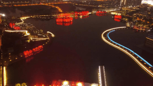 proyecto de iluminacion realizado en el parque ecológico del lago Yuanxiang, en Yangzhou.