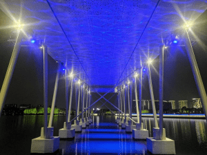 proyecto de iluminacion realizado en el parque ecológico del lago Yuanxiang, en Yangzhou.