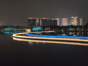 proyecto de iluminacion realizado en el parque ecológico del lago Yuanxiang, en Yangzhou.