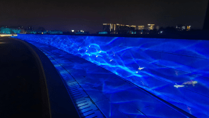 proyecto de iluminacion realizado en el parque ecológico del lago Yuanxiang, en Yangzhou.
