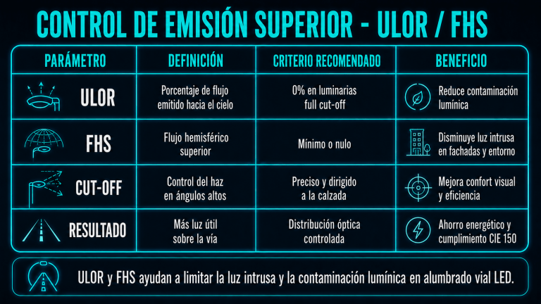 Iluminación vial LED con control del deslumbramiento